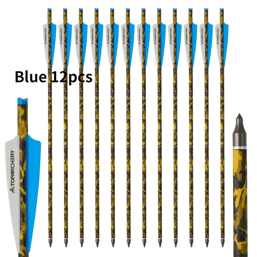 6/12/24pcs 20'' Archery Crossbow Bolt Carbon Arrow with 4-inch Feather ID7.6mm  Outdoor Hunting Sports Practice Crossbow Arrows