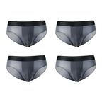4pcs LORIEN CREST ice silk Men's underwear seamless ultra-thin double-layer crotch breathable men's briefs mid-waist sexy&light