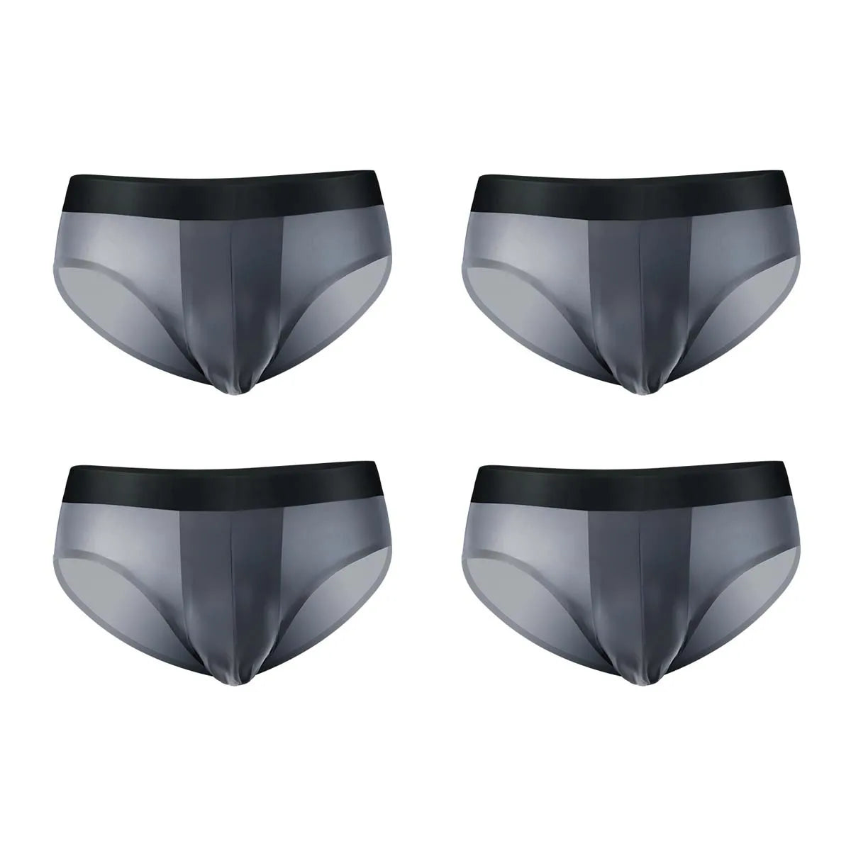 4pcs LORIEN CREST ice silk Men's underwear seamless ultra-thin double-layer crotch breathable men's briefs mid-waist sexy&light