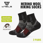 WRELS 1/2/3Pairs Merino Wool Socks Hiking Running Socks Breathable Cushion Sweat Wicking Warm Thermal Compression Wool Socks
