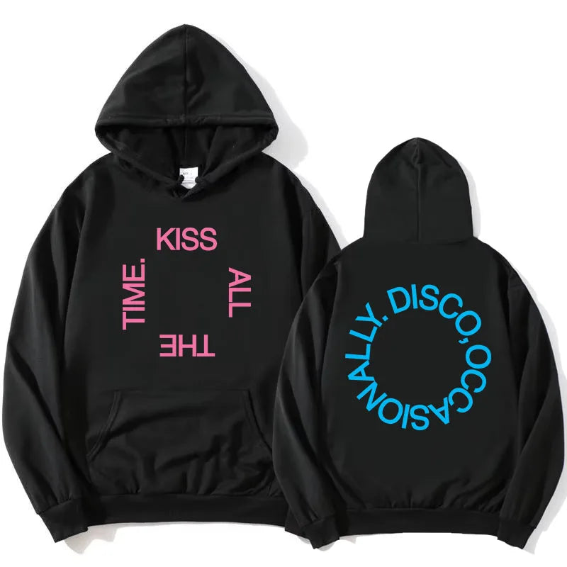 HarryStyles KISS ALL THE TIME. DISCO, OCCASIONALLY.  Hoodies Album Design Graphic Print Sweatshirts Women Clothing Fleece Hoodie