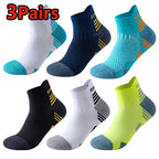 3 Pairs Marathon Socks Men Women Professional Sport Ankle Running Socks Thickened Cushioned Tube Low Cut Fitness Short Sock Mesh