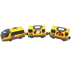 Magnetic Electric Train Car Locomotive Wooden Track Slot Diecast Railway With Two Carriages Train Wood Kid Toy Biro Leduo Track