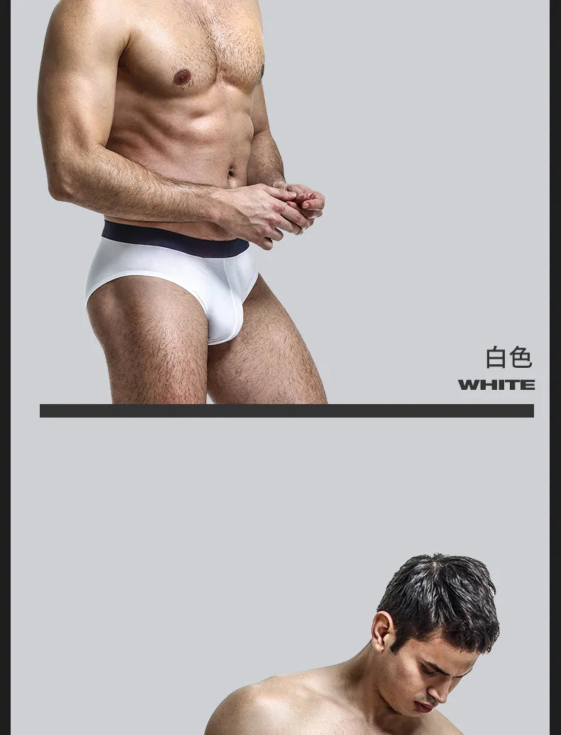 4pcs LORIEN CREST ice silk Men's underwear seamless ultra-thin double-layer crotch breathable men's briefs mid-waist sexy&light