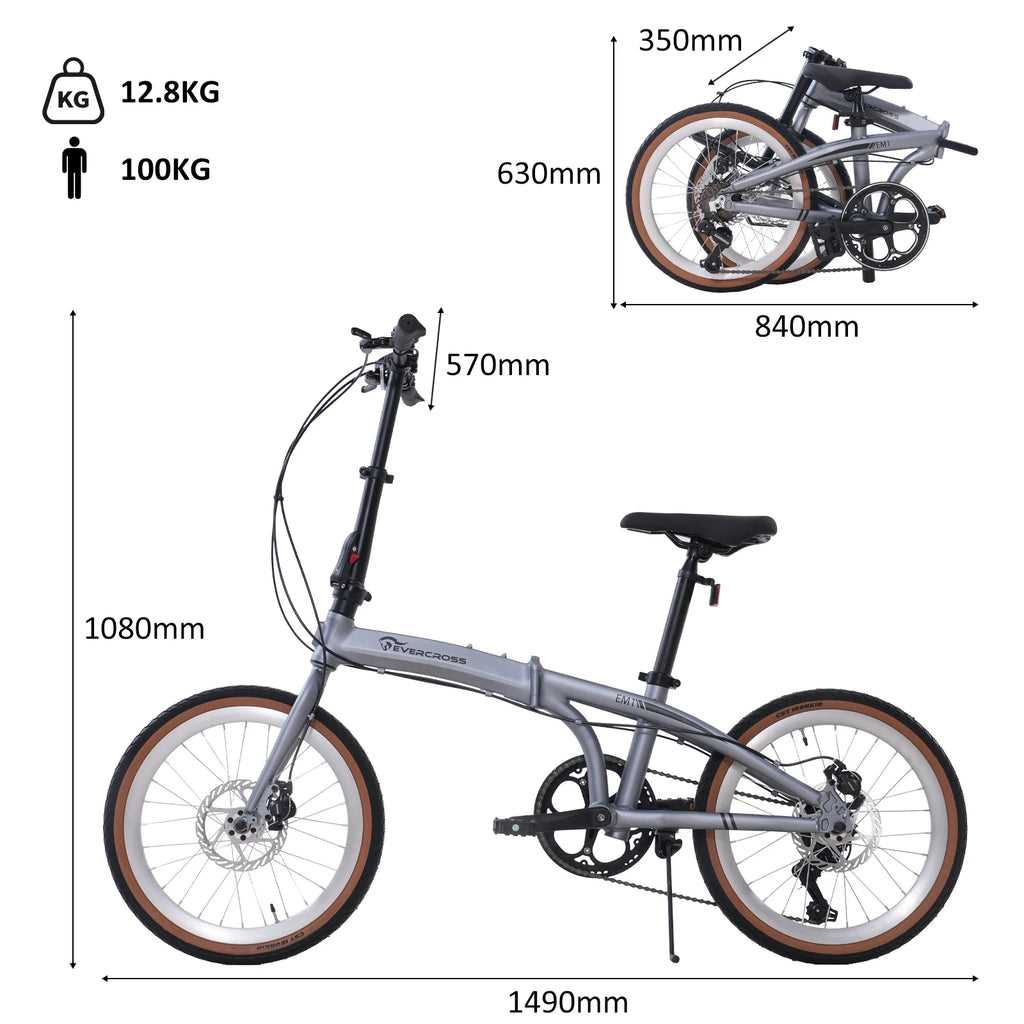 EVERCROSS TECH 20 inch folding bike-7 speeds-frame Ultra-light aluminum-disc brake-EM1