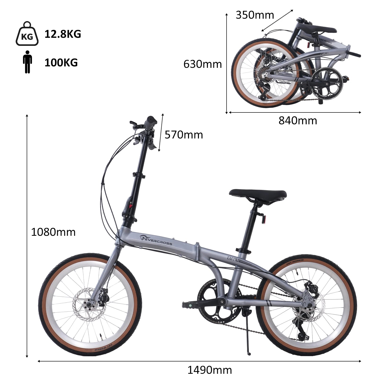 EVERCROSS TECH 20 inch folding bike-7 speeds-frame Ultra-light aluminum-disc brake-EM1