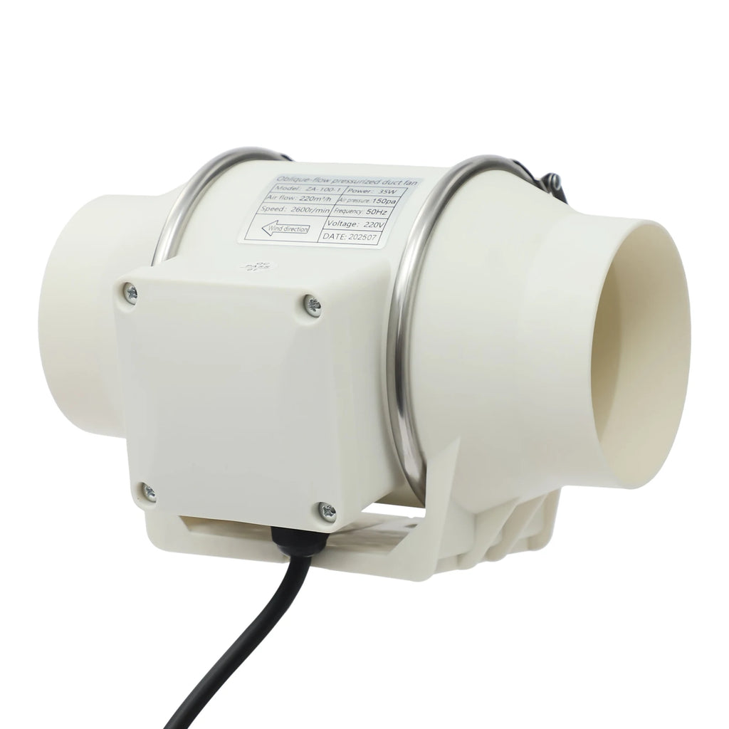 220V Duct Fan, Silent Inline Ventilation Exhaust Fan Air Ventilator for Kitchen/Bathroom/Bath, 2600rpm