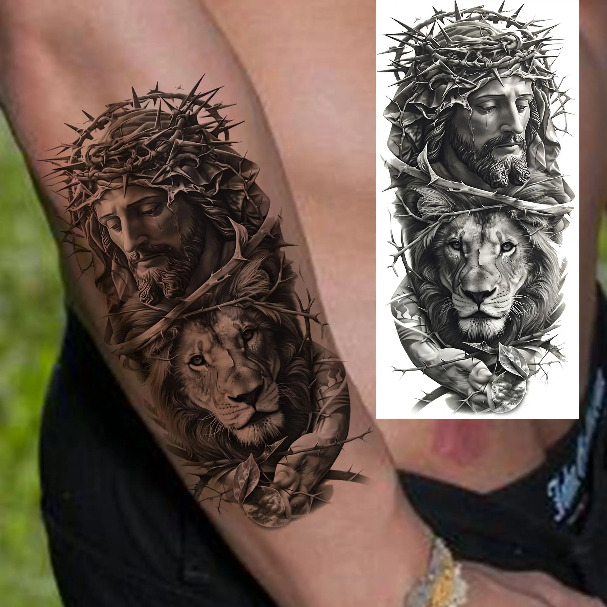 1 Sheet Realistic Jesus Holy Mother Pray Temporary Tattoos For Men Women Adults Long Lasting Waterproof Temp Fake Tattoo Sticker Secondary image