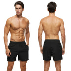 Escatch 2026 Summer Man Swimwear Solid Fashion Quick Dry Drawstring Elastic Waist Surfing Zipper Pocket Gym Beach Pants Shorts