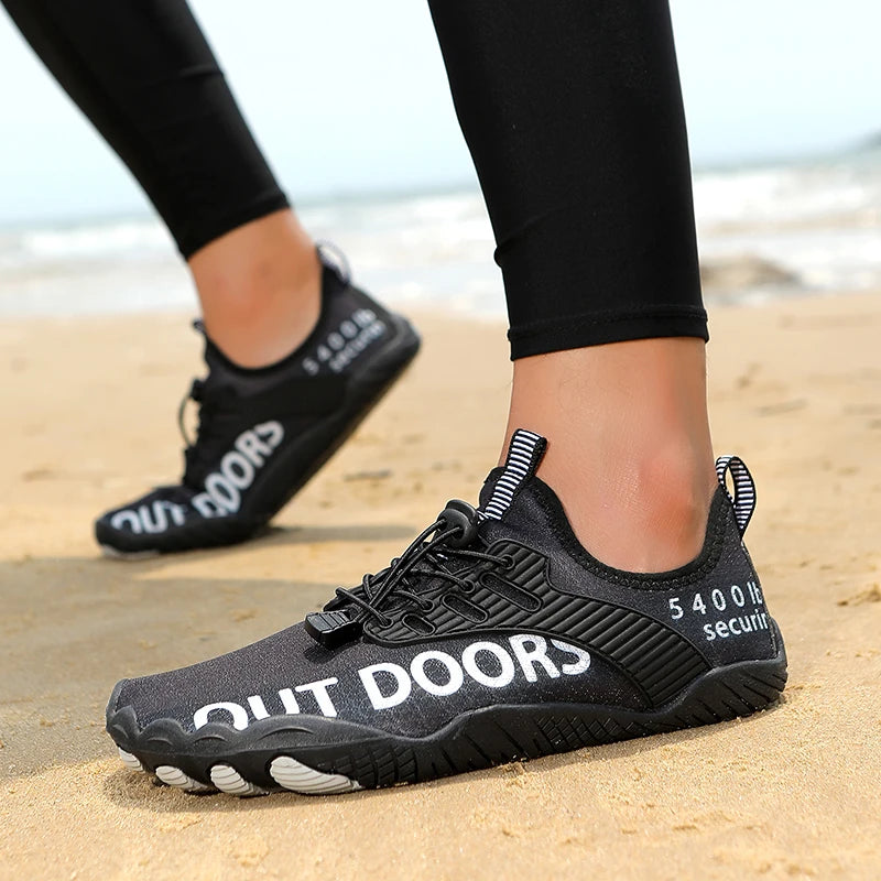 Men Water Sports Shoes Quick Dry Non-Slip Five Finger Shoes Outdoor Wading Swimming Barefoot Aqua Shoes Lightweight Sneakers