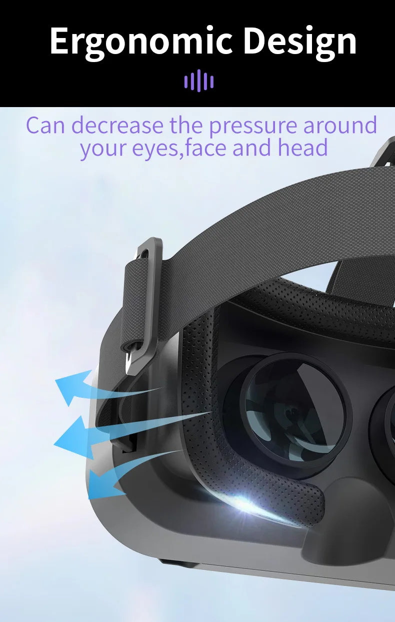VR Glasses 3D Virtual Reality Headset Devices Helmet Lenses Goggles Smart For Smartphones Phone Cell Mobile Game Viar Viewer Set
