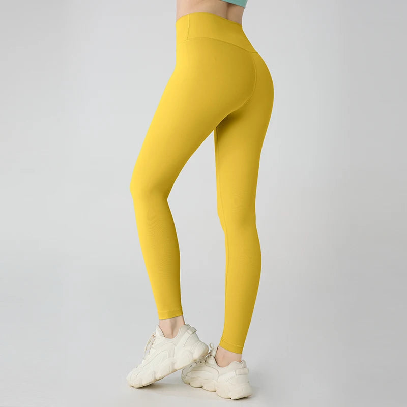 Naked feeling Yoga Leggings Women High Waisted Hip Lifting Fitness Leggings Running Cycling Pants Breathable Sports Leggings