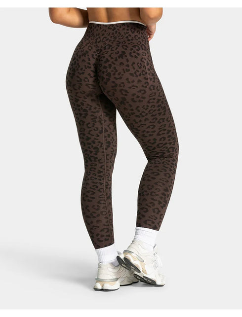 Teveo Tight-fitting Leopard-print Seamless Yoga Pants with Nude-skin High Elasticity Suitable for Fitness Running Pants
