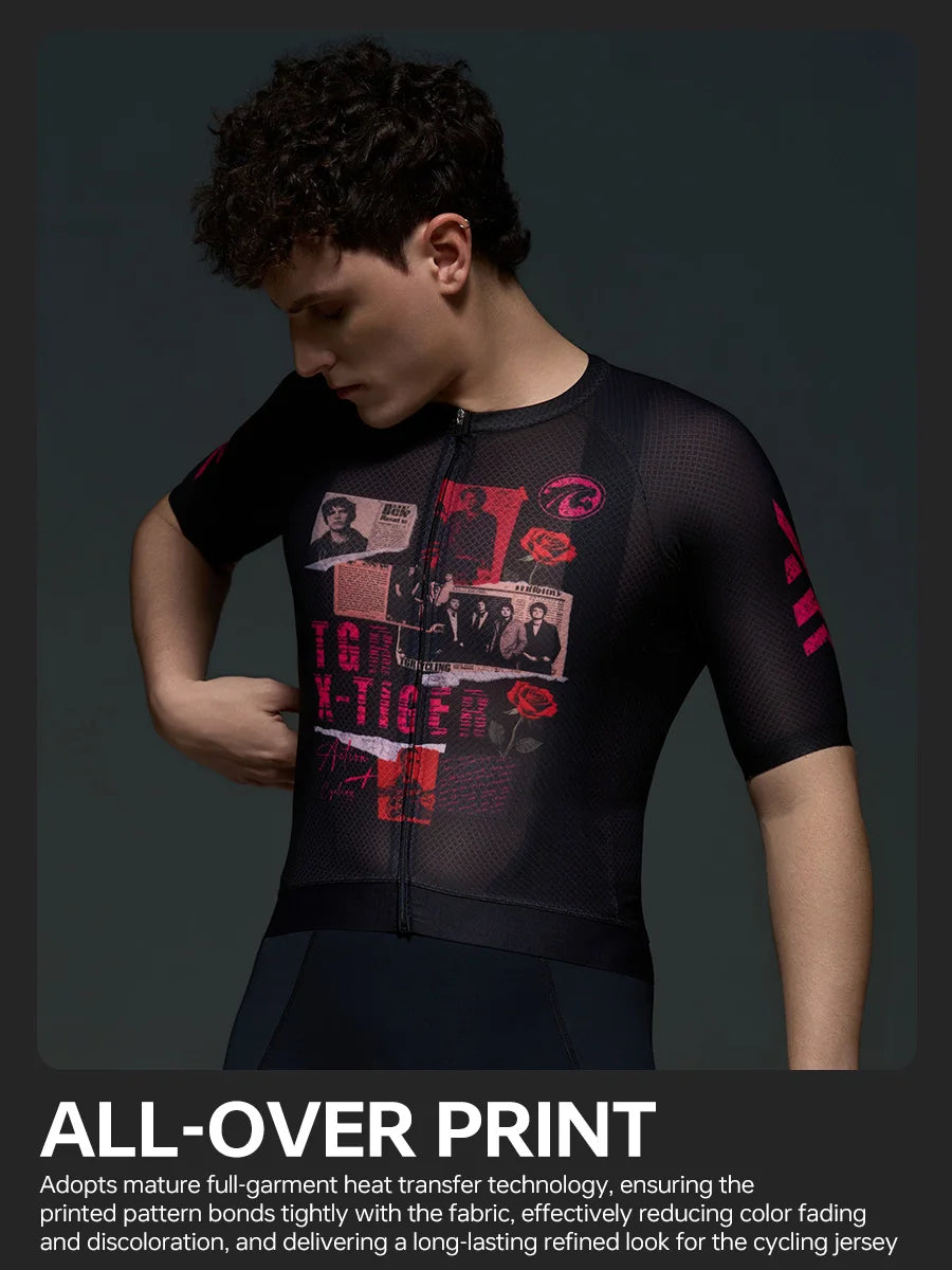 X-TIGER GALE SERIES Men's Cycling Jersey Short Sleeve Slim Fit Rock Punk Style Breathable Maillot for Mountain Road Bike