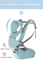 3 IN 1 Baby Hipseat Carrier Backpack Straps for Infant Toddler 0-36M Ergonomic With Windproof Hat for Winter Luminous Strips
