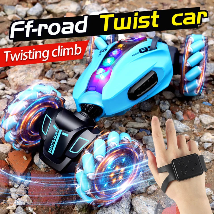 4WD RC Drift Car With Music Led Lights 2.4G Gesture Radio Remote Control Spray Stunt Car 360° Rotating Climbing Car Toys Gift Main image