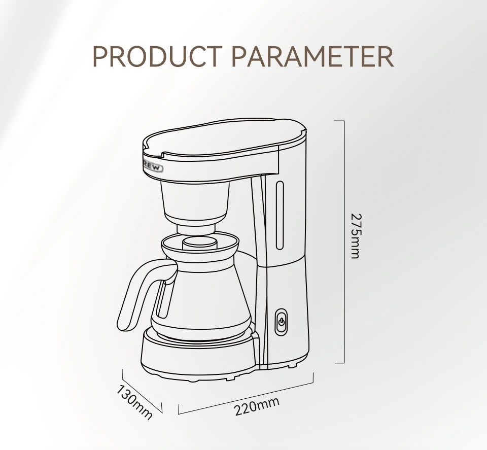HiBREW 3 in 1 America Drip Coffee Machine Pour Over Coffee Maker Glass Teapot Hot Tea Maker  750ML H12