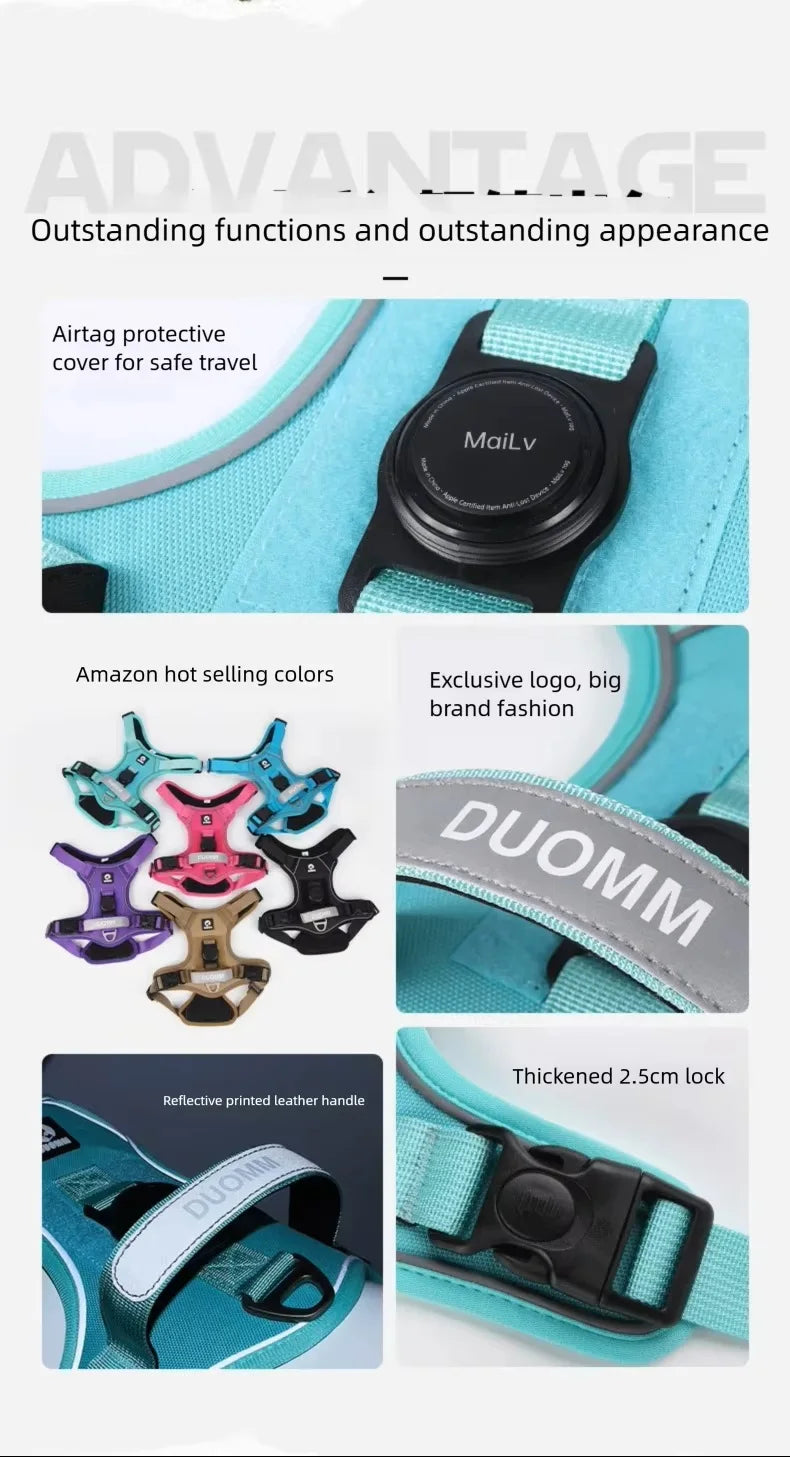 Anti Pull Dog Harness for Large Medium Dogs Reflective Escape Proof Tracker Chest Strap Breathable Adjustable Pet Supplies