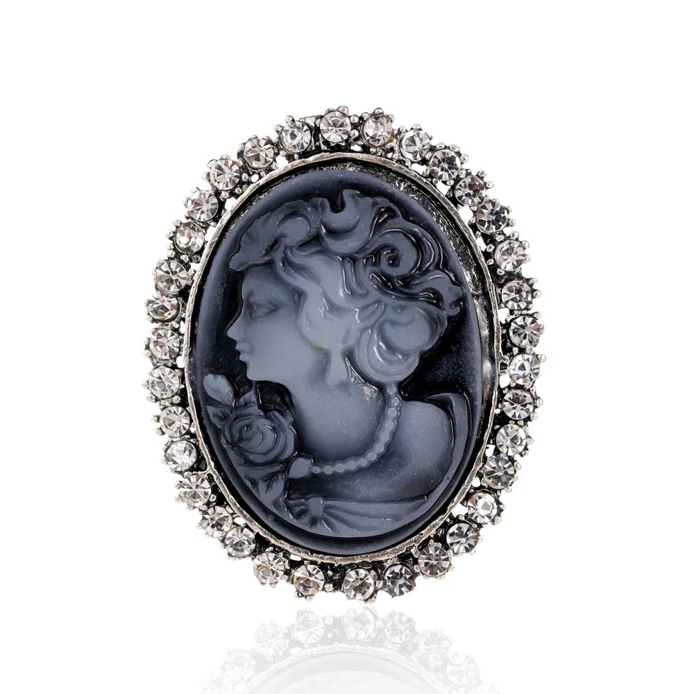 Vintage Victorian Design Queen's Cameo Brooch Pin, Antique Wedding Beauty Jewelry Gift, Elegant Style