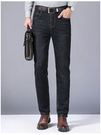 Men Fashion Straight Jeans Men 2025 New Stretch Slim Fit Pants Comfortable Soft Business Denim Trousers Male Brand Clothing