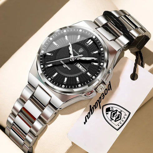 POEDAGAR Fashion Ladies Watch Top Elegant Week Date Woman Clock Quartz Stainless Steel Luminous Waterproof Women's Watches Reloj