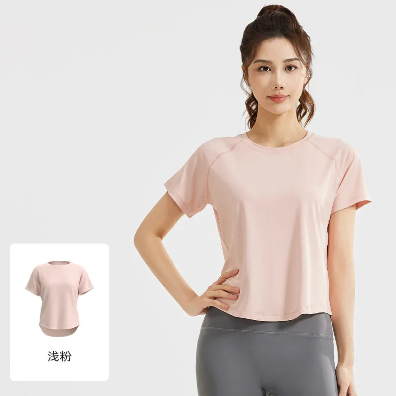 STOUREG Women's Loose Mesh Sports T Shirt Quick Dry Short Sleeve Yoga T Shirt Pilates Running Sports Fitness Short Sleeve
