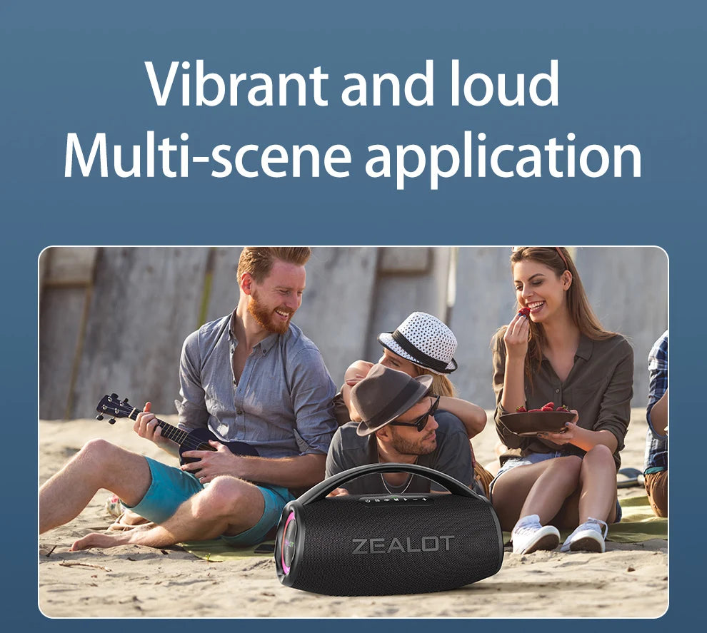 ZEALOT-S97 80W Portable Outdoor Bluetooth Speaker, HiFi Sound, Subwoofer, Dual Pairing, Fast Charging, 16000mAh Battery