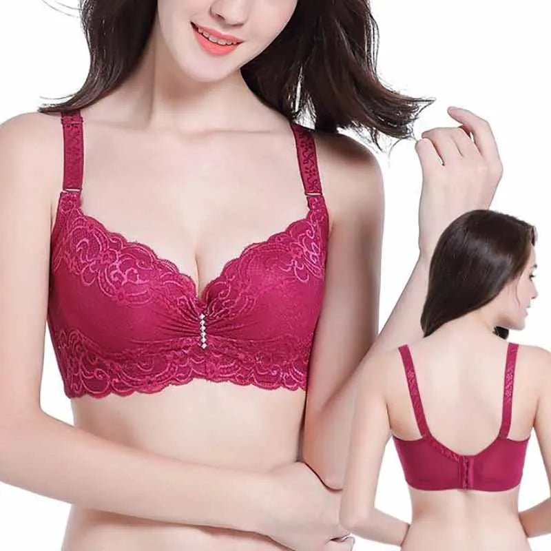 Plus Size Female Lace Bra Thin Bralette 80-105 C/D Cup Push Up Brassiere Widening Side 4-Row Button Bras Absorbs Sweat Underwear
