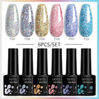 LILYCUTE 6PCS Gel Nail Polish Set Summer Neon Nail Gel Kits For DIY Nail Vernis Semi Permanent UV Lamp Gellak Nail Varnish Set