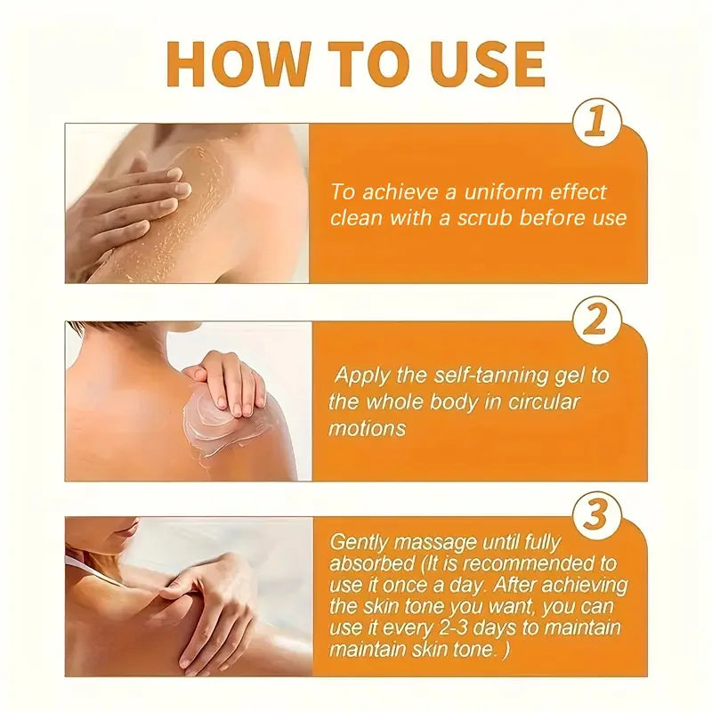 Natural Traceless Tanning Gel - Natural Ingredients, Traceless Deep Moisturizing, Suitable for Whole Body Quick-Absorbing Travel Portable Package, Suitable for Men and Women