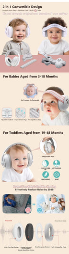 Baby Noise Cancelling Ear Muffs Sleeping Sound Insulation Safety Noise Reduction Ear Defenders Baby Earmuffs with Non-Slip Band