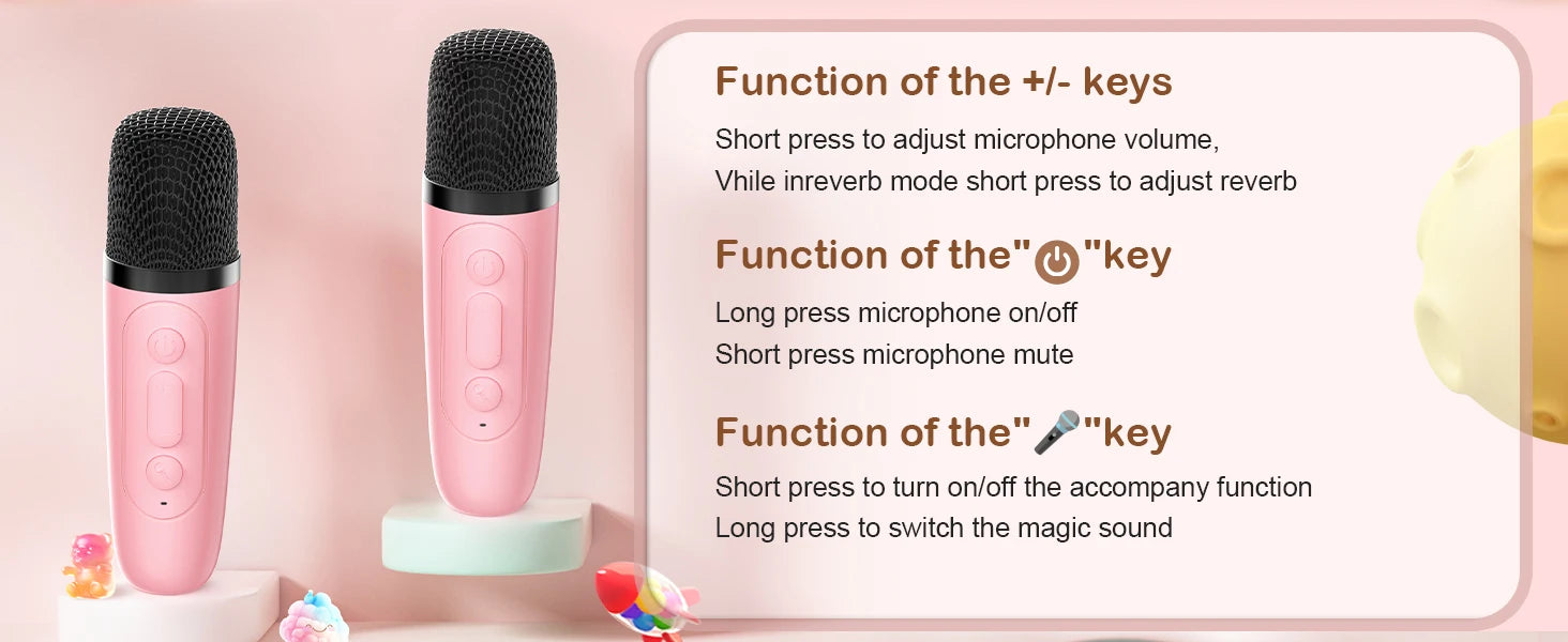 Enjoy the Party-Portable 2pieces Bluetooth Karaoke Machine with 5.3PA Speaker System,Wireless Microphones for Home Entertainment