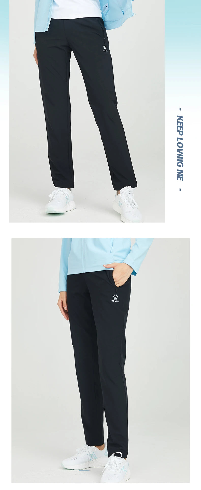 KELME sports pants women thin section summer straight thin casual black running fitness pants