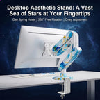 SC5 Jade Marble Pneumatic Monitor Arm Single Desk Mount Stand For 17-35 Inch Screen 2-10kg Load Height Adjustable Gaming Bracket