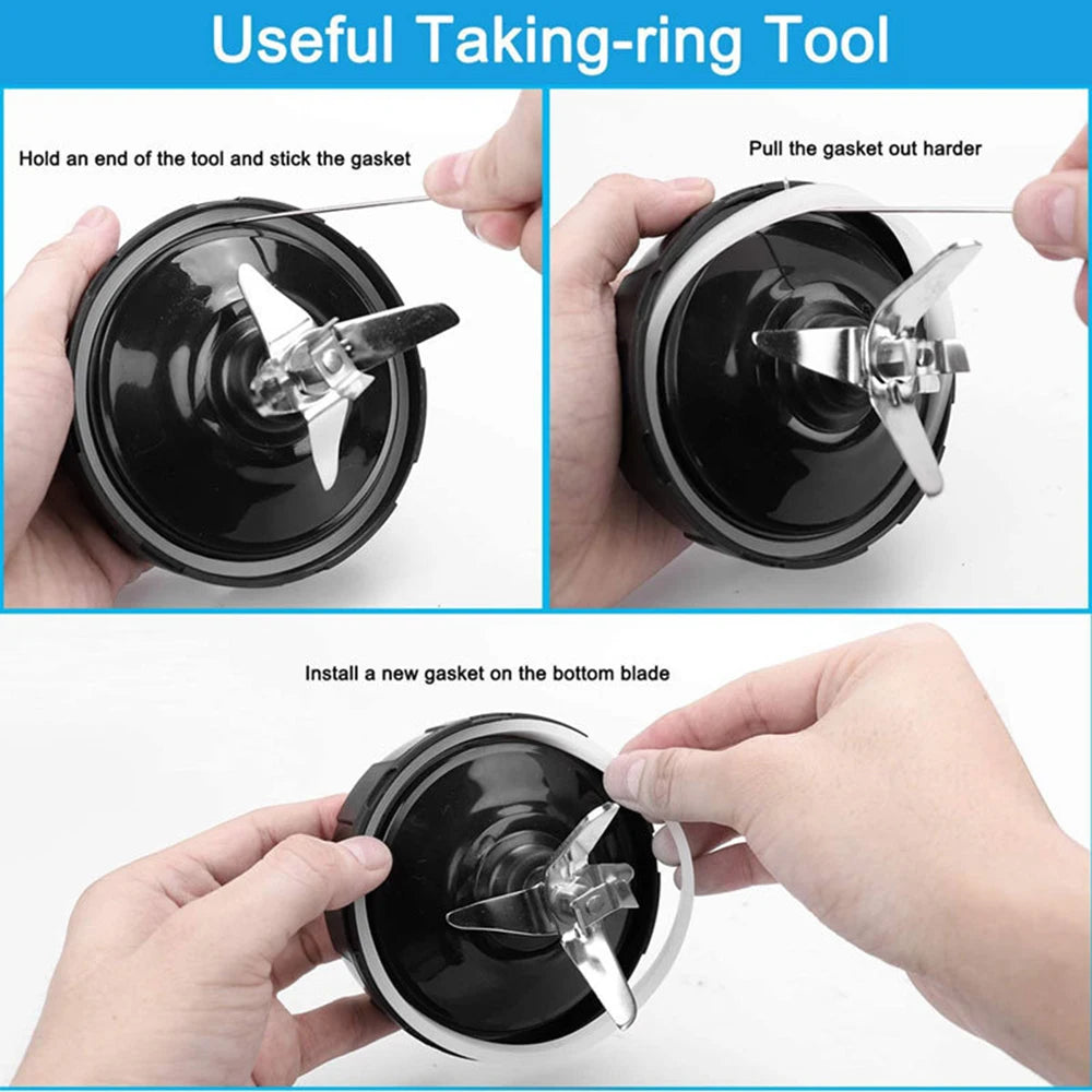 7 Fins Extractor Blades for Ninja Blender Replacement Parts with Washer Rubber Brush for Nutri Ninja Auto IQ BL486 BL642 N102