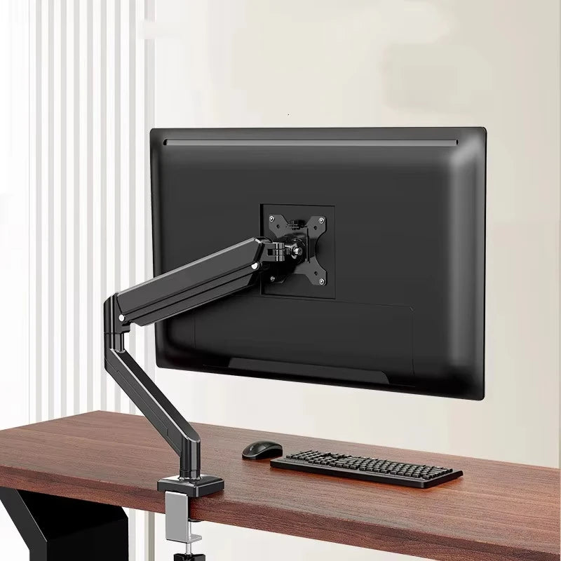 Single Monitor Mount for 13″–32″ Screens, Height Adjustable Monitor Arm with C-Clamp & Grommet Base, Home Office Monitor Stand