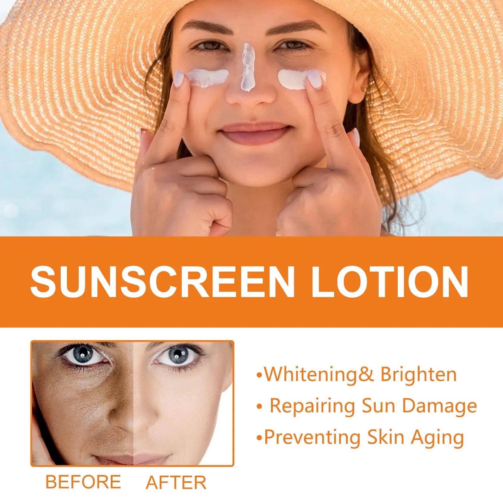 EELHOE Sunscreen Face Oil Control Uv Isolation Anti-Sun Moisturizing Face Suncream Spf 50 Face Repair Skin Care Sun Tan Lotion