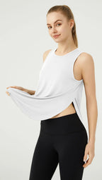 WANAYOU Sleeveless Women Yoga Shirts Quick Drying Sports Tank Tops Workout Running Vest Breathable Round Neck Gym Shirts