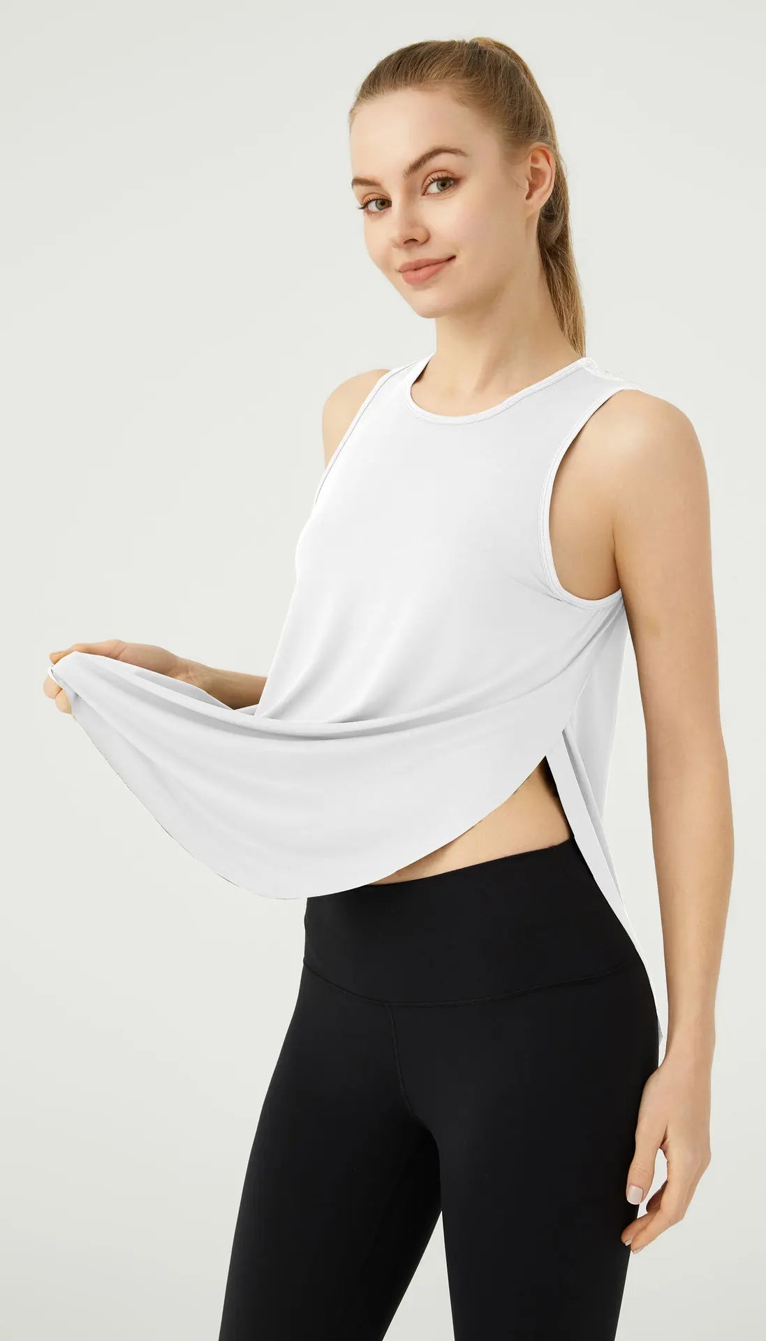 WANAYOU Sleeveless Women Yoga Shirts Quick Drying Sports Tank Tops Workout Running Vest Breathable Round Neck Gym Shirts