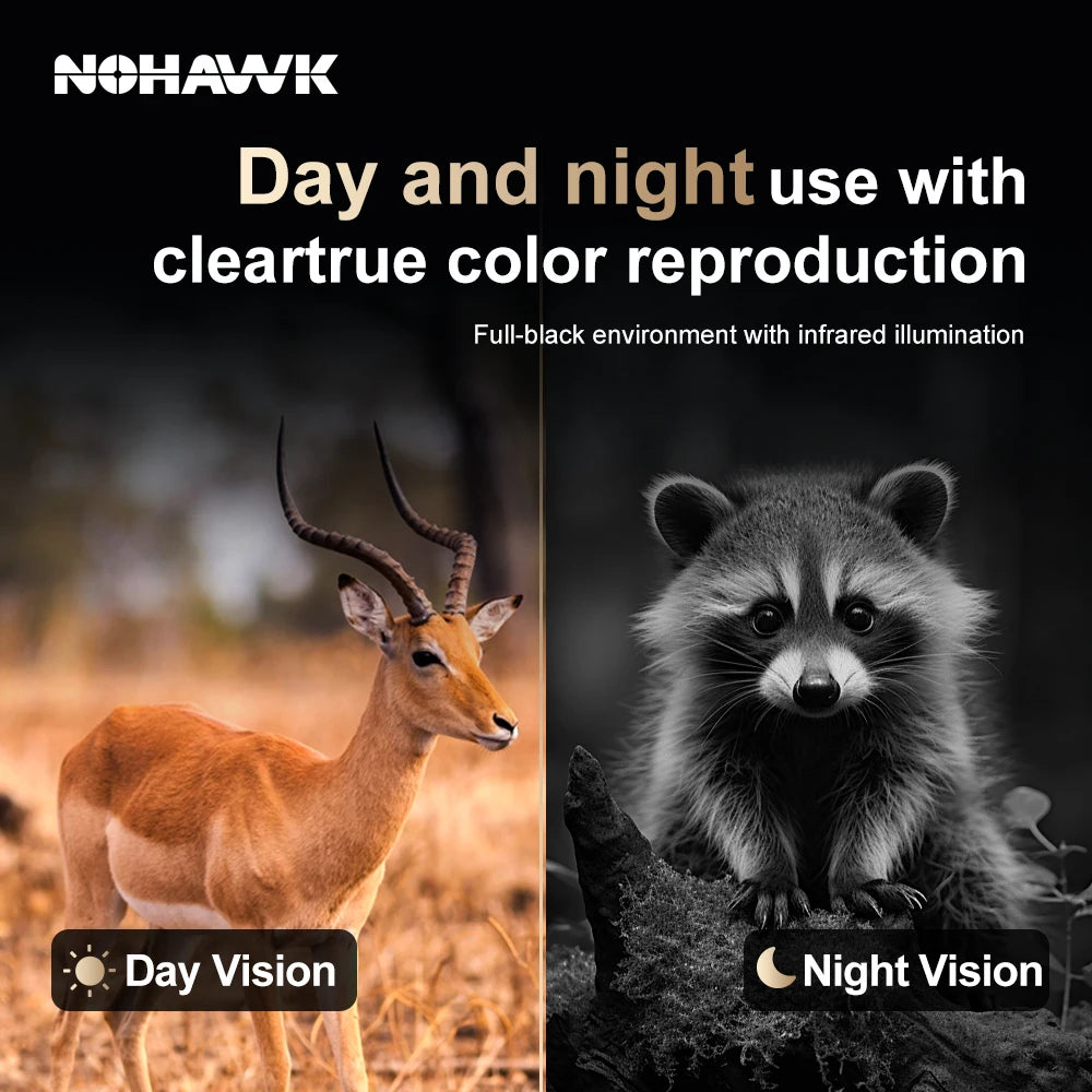 NOHAWK 2K Digital Night Vision Binoculars with Laser Rangefinder 4 Level Infrared Adjustable, Photo/Video Recording for Hunting
