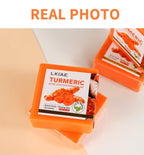 LKIAE Organic Turmeric Soap Bar, Natural Herbal Hand Made Whitening Soap, Remove Melanin, Acne, Spots, For Face And Body,200g
