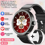 Fashion Zircon Smart Watch 1.46" AMOLED Screen 5.4 Bluetooth Call Heart Rate Temperature Monitoring Women Smartwatch Pedometer