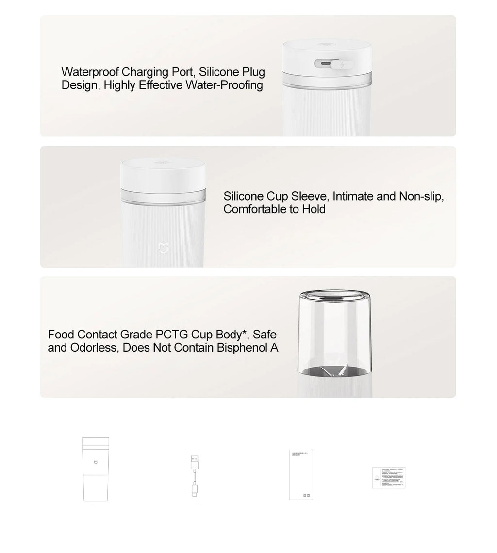 MIJIA Portable Blender 2,40S Quickly Squeeze Juice,19500 rpm,300ML Capacity Mixer Juicer Machine,PCTG Cup Body Blenders