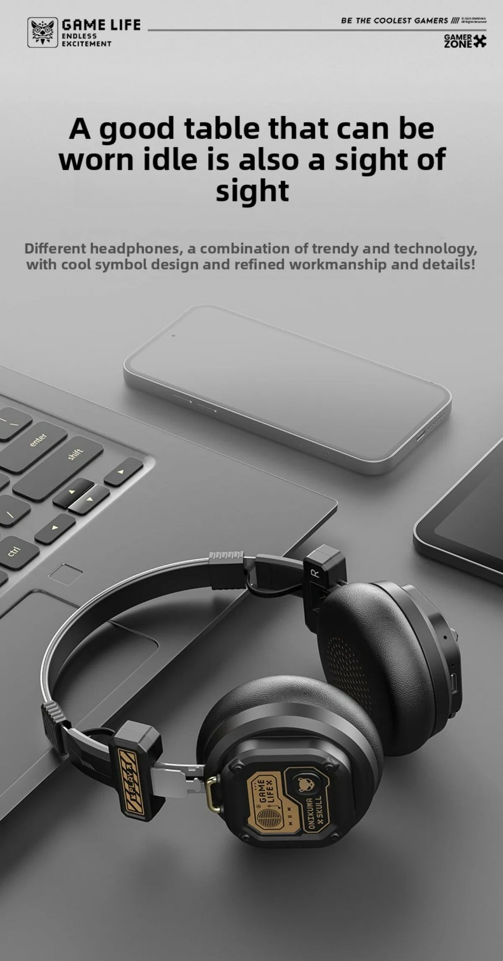Onikuma Bluetooth Headphones Over Ear Hifi Stereo Music Headset Professional True Sports with Earphones TF/AUX Music Player