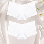 FINETOO 2Pcs Lace Four Shorts Women Low-Rise Panties Floral Underwear S-XL Girls Sexy Panties Ladies Lace Underpants Lingerie