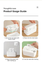 Baby Wipe Warmer Heater with LED Display, Wet Towel Dispenser Portable USB Charge Baby Wipe Warmer Napkin Heating Box Home/Car