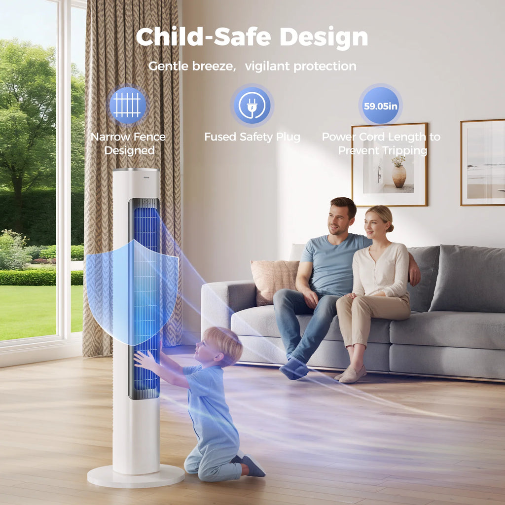 Patbrela 40inch Electric Tower Fan, 4 Speeds, 51° Oscillation, Remote Control, 12H Timer, 45W with Touch Control