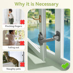 Updated Baby Window Safety Lock, Childproof Window Restrictor for UPVC, Adjustable Winodw Guard for Wooden, Metal Frames