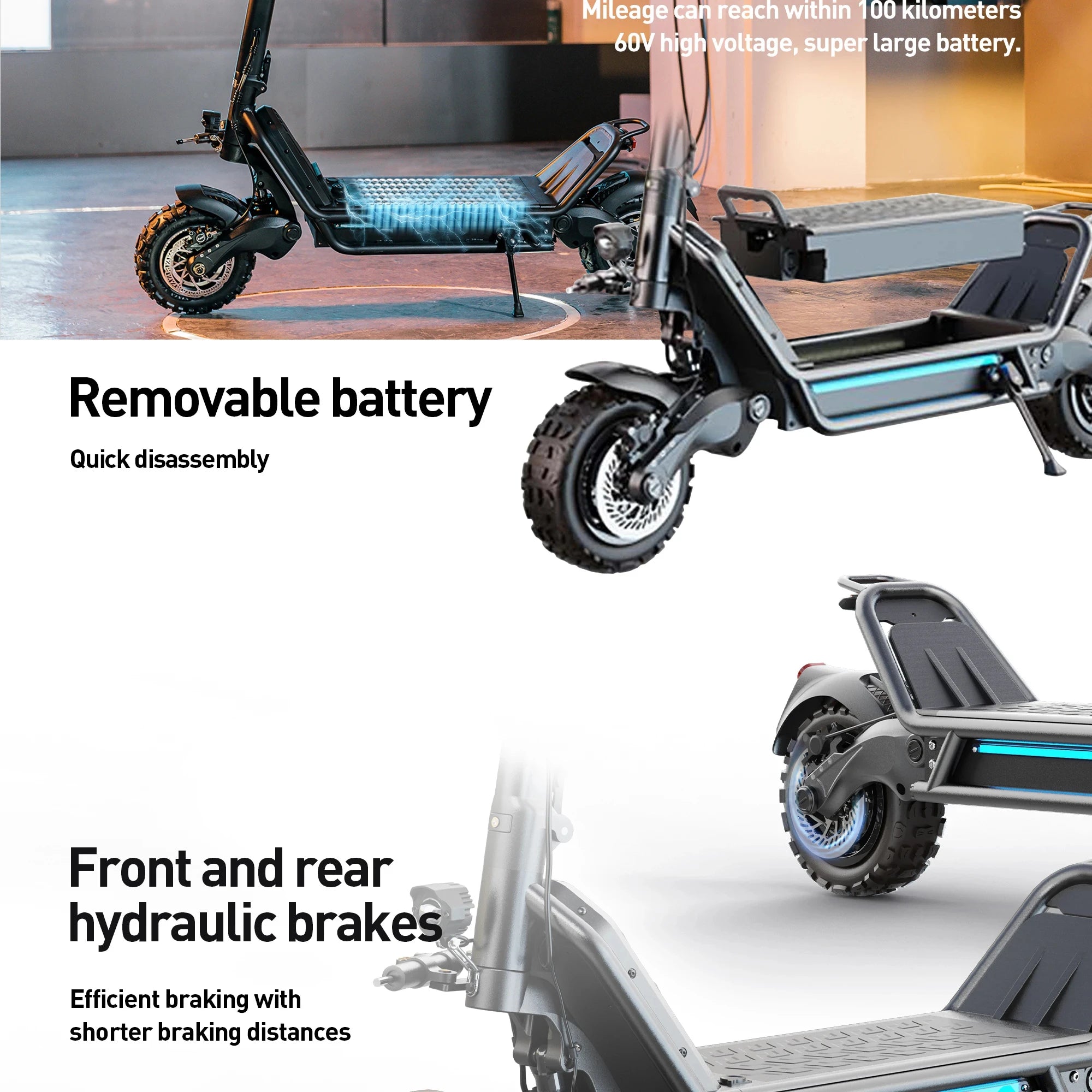 JOYOR E6-S Adult Electric Scooter 3200W Motor 60V31.5AH Battery Off-road EScooters NFC Unlock Hydraulic Brake Foldable E-Scooter