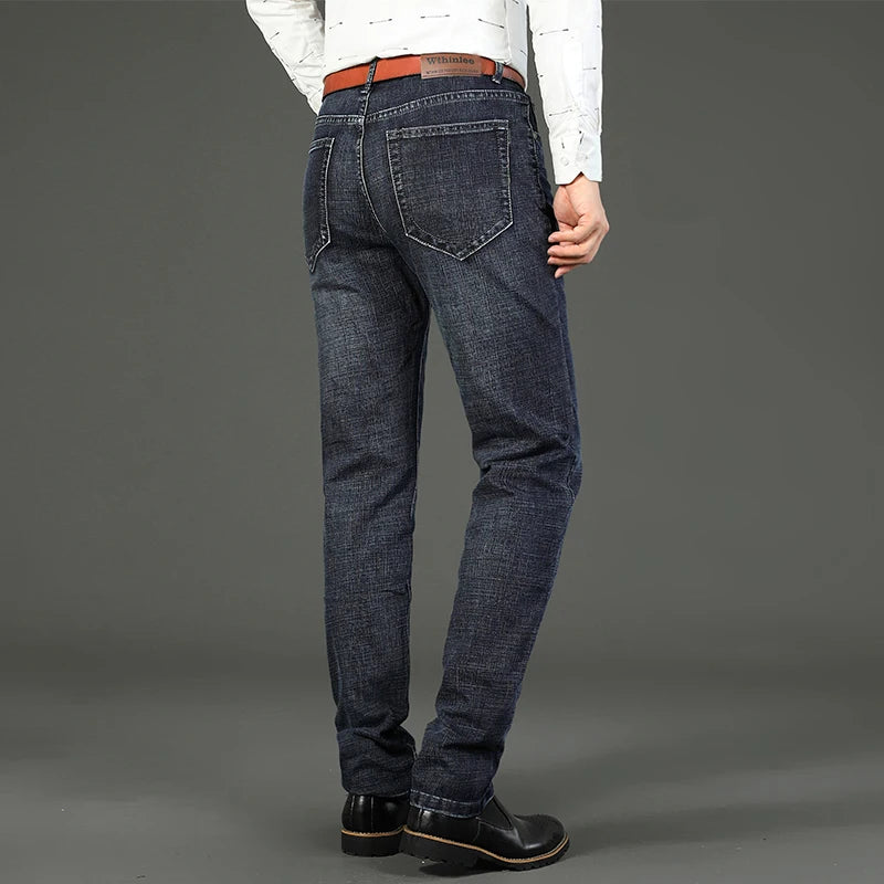 Wthinlee 8 Models Spring Autumn Business Jeans Men Casual Straight Stretch Fashion Classic Work Denim Trousers Brand Clothing